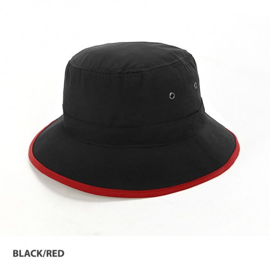 Black Red Microfibre Bucket Hats